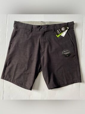 BURNSIDE Shorts Size 36 Hybrid Land & Sea Board Short Black New NWT Stretch